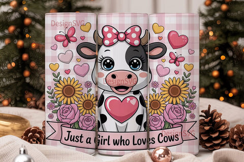 Cute Cow Tumbler Wrap PNG Sublimation DesignSVG 