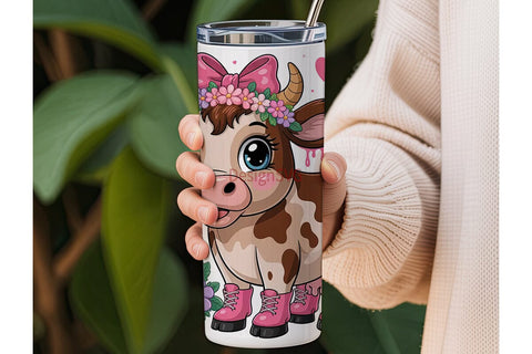 Cute Cow Tumbler Wrap PNG Sublimation DesignSVG 