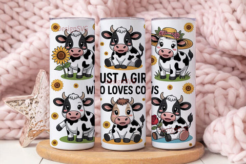 Cute Cow Tumbler Wrap PNG Sublimation DesignSVG 