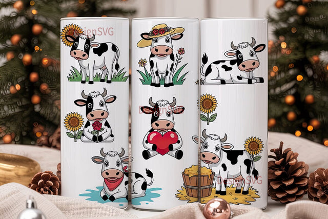 Cute Cow Tumbler Wrap PNG Sublimation DesignSVG 