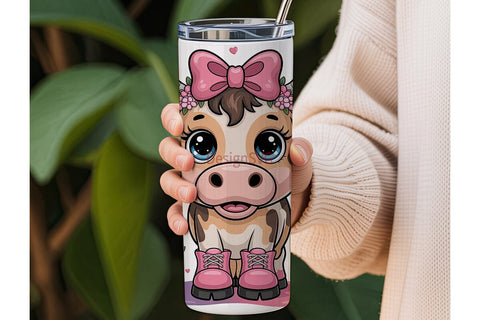 Cute Cow Tumbler Wrap PNG Sublimation DesignSVG 