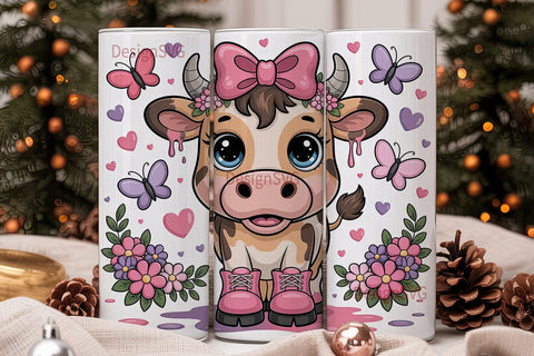 Cute Cow Tumbler Wrap PNG Sublimation DesignSVG 