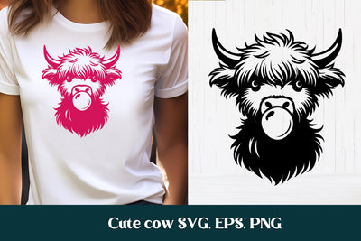 Cute cow with bubble SVG | Animal SVG | Highland cow SVG SVG Svetana Studio 