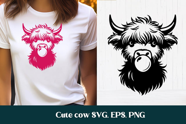 Cute cow with bubble SVG | Animal SVG | Highland cow SVG SVG Svetana Studio 