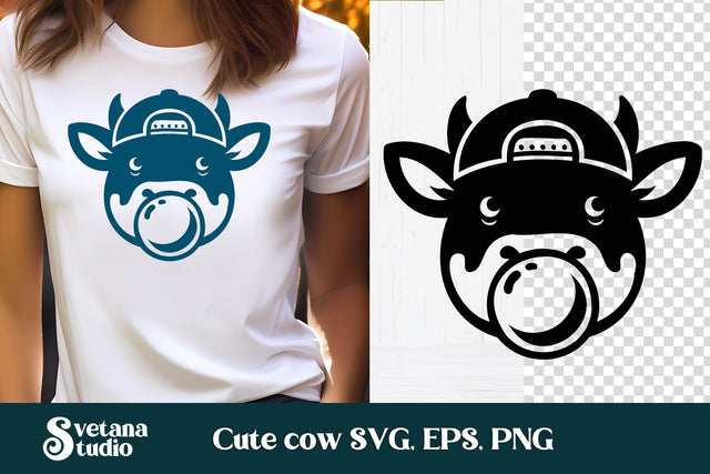 Cute cow with bubble SVG | Animal SVG | Highland cow SVG SVG Svetana Studio 