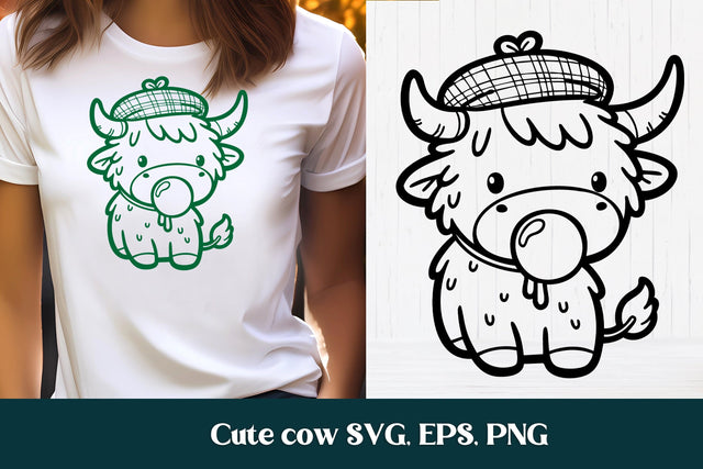 Cute cow with bubble SVG | Animal SVG | Highland cow SVG SVG Svetana Studio 