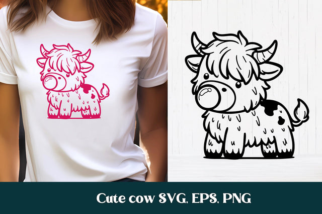 Cute cow with bubble SVG | Animal SVG | Highland cow SVG SVG Svetana Studio 