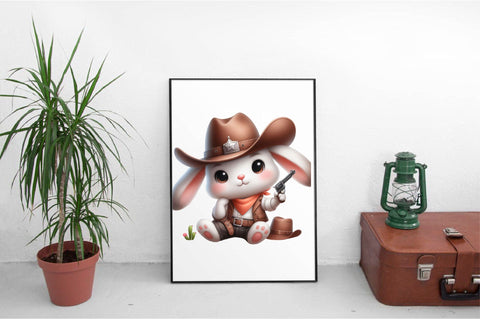 Cute Cowboy Bunny Sublimation Clipart Bundle Sublimation SVGArt 