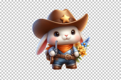 Cute Cowboy Bunny Sublimation Clipart Bundle Sublimation SVGArt 