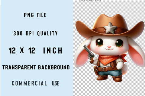 Cute Cowboy Bunny Sublimation Clipart Bundle Sublimation SVGArt 
