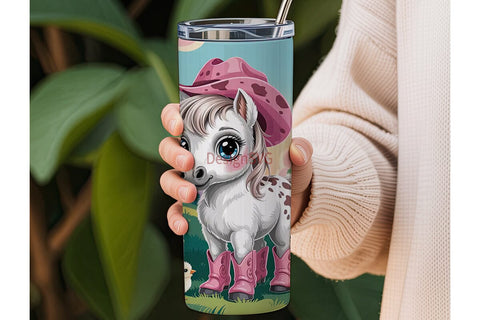 Cute Cowboy Pony 20oz Tumbler Wrap Sublimation DesignSVG 