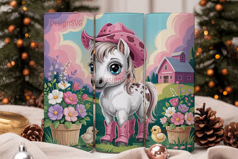 Cute Cowboy Pony 20oz Tumbler Wrap Sublimation DesignSVG 
