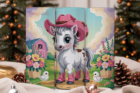 Cute Cowboy Pony 20oz Tumbler Wrap Sublimation DesignSVG 