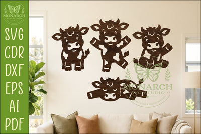 Cute Cows Silhouettes SVG Farm Animal Laser Cut Files 1 SVG APInspireddesigns 