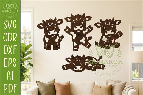 Cute Cows Silhouettes SVG Farm Animal Laser Cut Files 1 SVG APInspireddesigns 