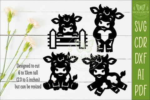 Cute Cows Silhouettes SVG Farm Animal Laser Cut Files 2 SVG APInspireddesigns 
