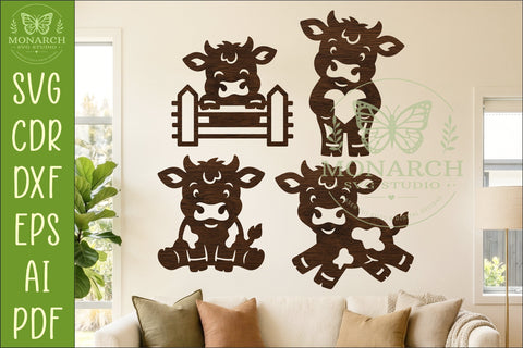Cute Cows Silhouettes SVG Farm Animal Laser Cut Files 2 SVG APInspireddesigns 
