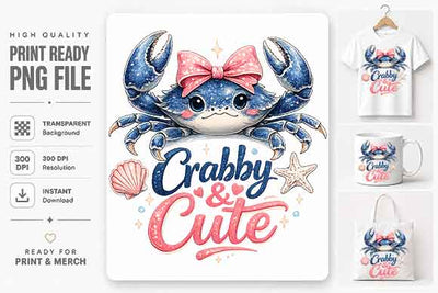 Cute Crab PNG – Crab Sublimation PNG Digital Download SVG BillahCrafts 