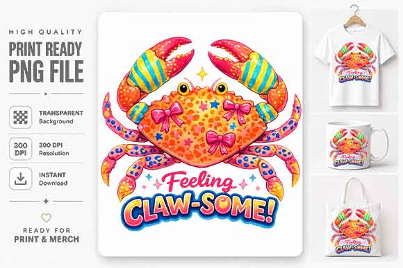 Cute Crab Sublimation PNG Coastal Animal Digital Download SVG BillahCrafts 