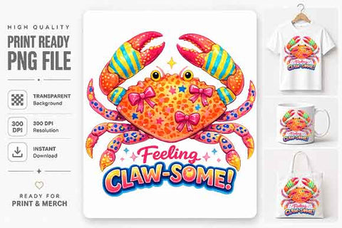 Cute Crab Sublimation PNG Coastal Animal Digital Download SVG BillahCrafts 