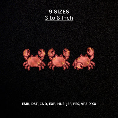 Cute Crab Trio Machine Embroidery Design – Coastal Ocean Sea Life Embroidery File Embroidery/Applique DESIGNS PatternFeed8 