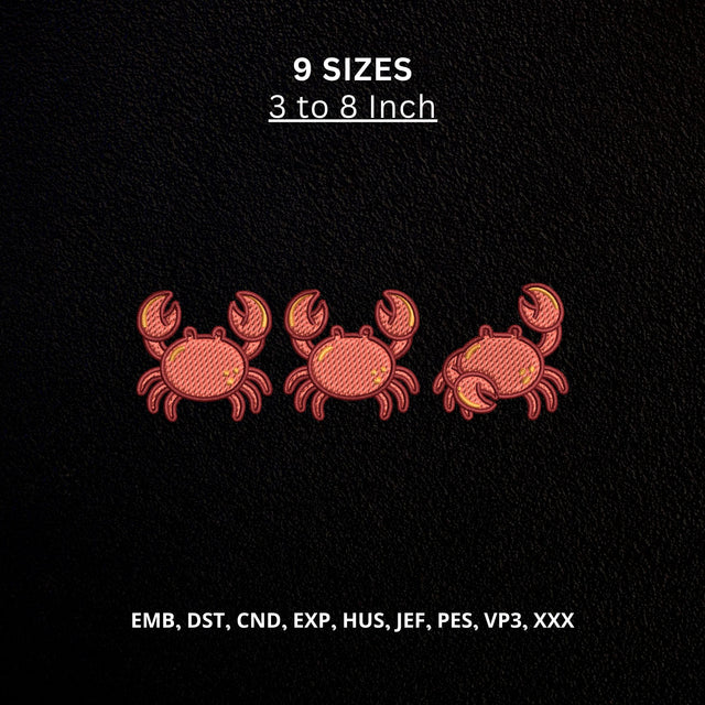 Cute Crab Trio Machine Embroidery Design – Coastal Ocean Sea Life Embroidery File Embroidery/Applique DESIGNS PatternFeed8 