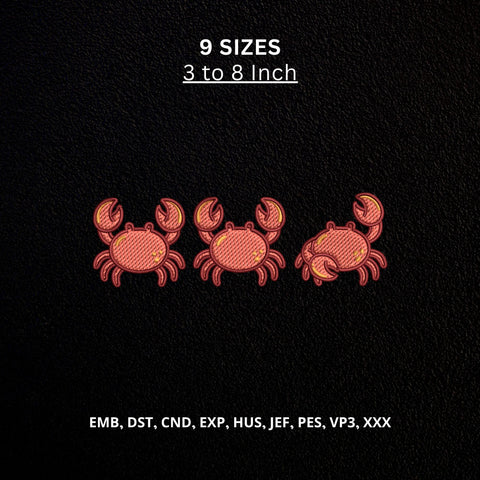 Cute Crab Trio Machine Embroidery Design – Coastal Ocean Sea Life Embroidery File Embroidery/Applique DESIGNS PatternFeed8 