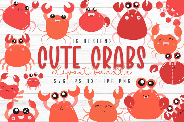 Cute Crabs Clipart Illustration | Funny Crabs SVG Bundle SVG dapiyupi store 