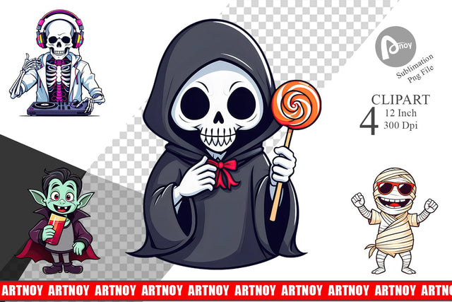 Cute Creepy Characters Clipart Sublimation artnoy 