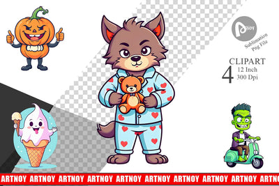 Cute Creepy Characters Clipart Sublimation artnoy 
