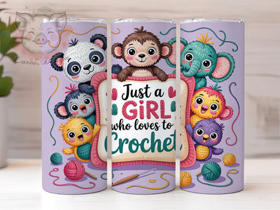 Cute Crochet Girl Tumbler, Cute Animal Tumbler, Crochet 20oz Wrap, Sublimation Design, Craft Lover Gift, Yarn Crochet Wrap, Whimsical Crochet Tumbler Sublimation Lara' s Designs 