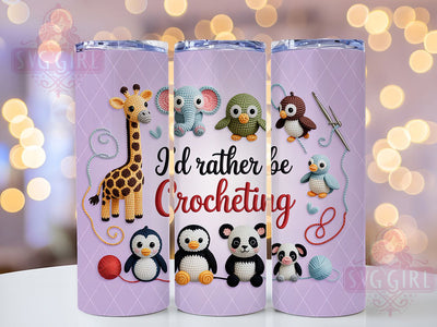 Cute Crochet Yarn Tumbler, Cute Animal Tumbler, 20oz Tumbler Wrap, Sublimation Design, Crochet Lover Gift, Yarn Craft Wrap, Handmade Crochet Tumbler Sublimation SvggirlplusArt 