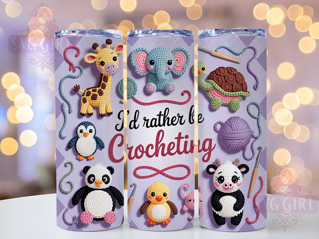 Cute Crochet Yarn Tumbler, Cute Animal Tumbler, 20oz Tumbler Wrap, Sublimation Design, Crochet Lover Gift, Yarn Craft Wrap, Handmade Crochet Tumbler Sublimation SvggirlplusArt 