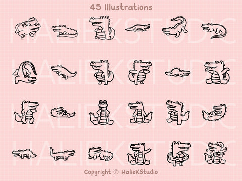 Cute Crocodiles SVG Design Set SVG HalieKStudio 