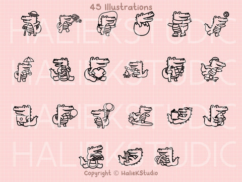 Cute Crocodiles SVG Design Set SVG HalieKStudio 