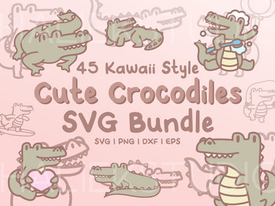 Cute Crocodiles SVG Design Set SVG HalieKStudio 