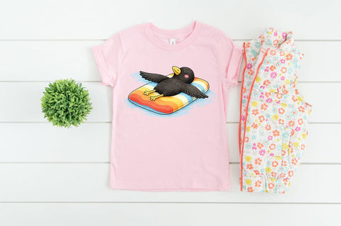 Cute Crow Summer PNG – Pool Float Bird Design for Sublimation, Shirt Design PNG Sublimation Pickled Thistle Creative 