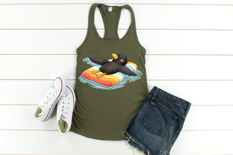 Cute Crow Summer PNG – Pool Float Bird Design for Sublimation, Shirt Design PNG Sublimation Pickled Thistle Creative 