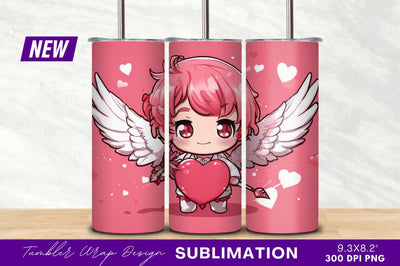 Cute cupid angel holding a heart tumbler png Sublimation Regulrcrative 