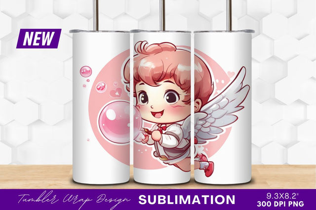 Cute Cupid Blowing Bubbles Tumbler Png Sublimation Regulrcrative 