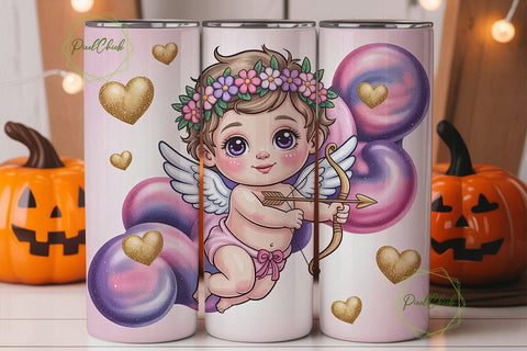 Cute Cupid Valentine's 20oz Tumbler Wrap Sublimation PixelChick 