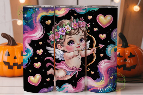 Cute Cupid Valentine's 20oz Tumbler Wrap Sublimation PixelChick 