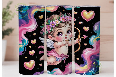 Cute Cupid Valentine's 20oz Tumbler Wrap Sublimation PixelChick 