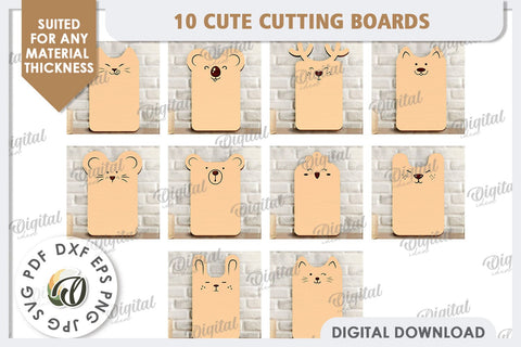 Cute Cutting Boards Laser Cut Bundle. Serving Boards SVG SVG Evgenyia Guschina 