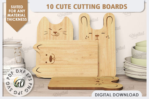 Cute Cutting Boards Laser Cut Bundle. Serving Boards SVG SVG Evgenyia Guschina 