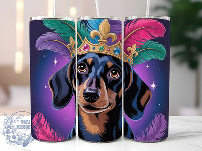 Cute Dachshund Mardi Gras Tumbler, Carnival Dog Wrap, Festive Party Cup, 20oz Sublimation Wrap, New Orleans Celebration Tumbler, Cute Dachshund Design Cup, Mardi Gras Pet Theme Wrap Sublimation ToriDesigns 