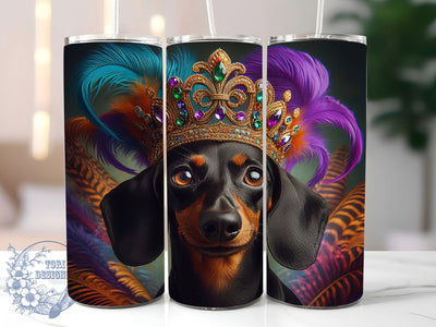 Cute Dachshund Mardi Gras Tumbler, Carnival Dog Wrap, Festive Party Cup, 20oz Sublimation Wrap, New Orleans Celebration Tumbler, Cute Dachshund Design Cup, Mardi Gras Pet Theme Wrap Sublimation ToriDesigns 