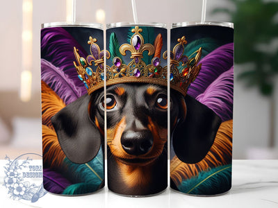 Cute Dachshund Mardi Gras Tumbler, Carnival Dog Wrap, Festive Party Cup, 20oz Sublimation Wrap, New Orleans Celebration Tumbler, Cute Dachshund Design Cup, Mardi Gras Pet Theme Wrap Sublimation ToriDesigns 