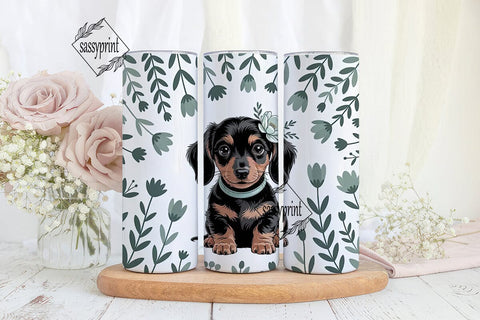 Cute Dachshund Puppy 20oz Tumbler Wrap Sublimation sassyprint 