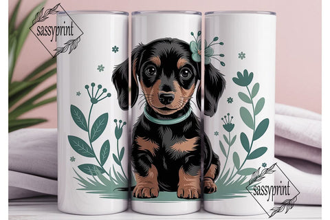 Cute Dachshund Puppy 20oz Tumbler Wrap Sublimation sassyprint 